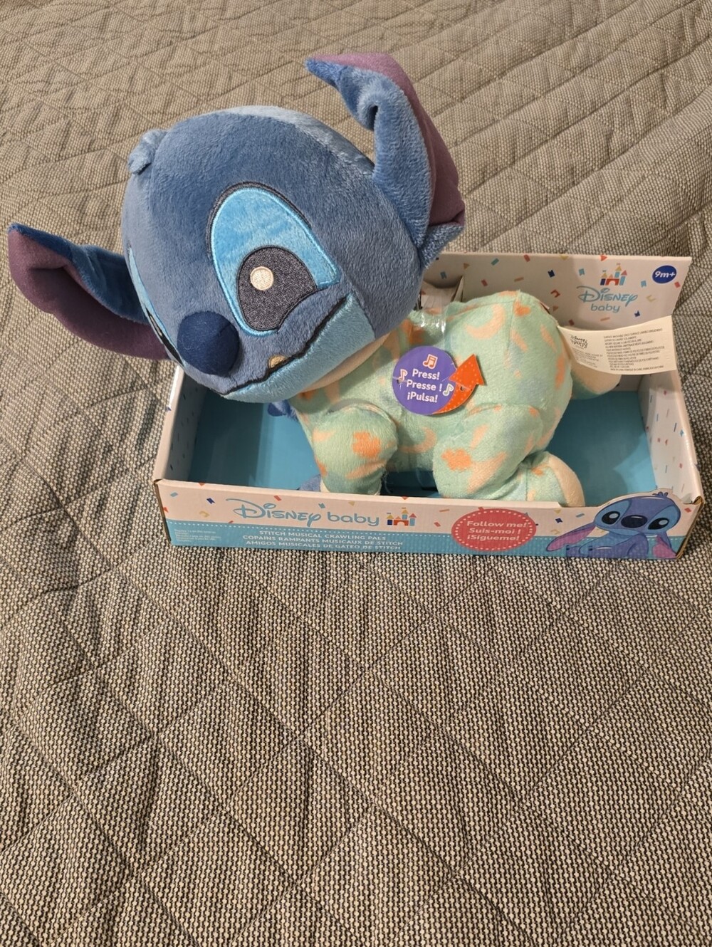 Disney Baby Stitch Musical Crawling Plush - Blue, Light Blue & Mint